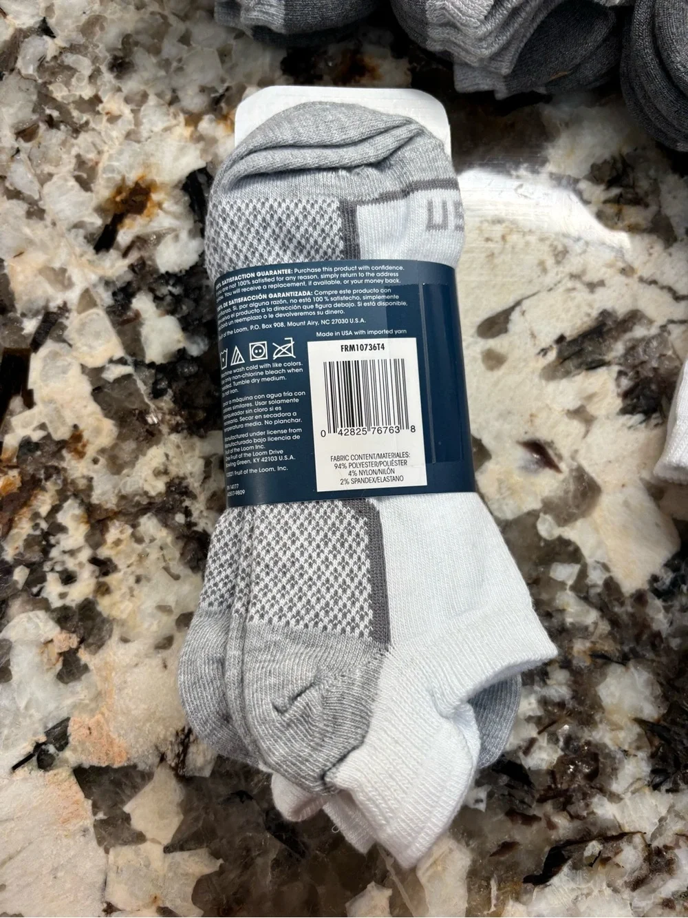 Fruit of the Loom Men's 4-Pack No-Show Tab Socks - Gray & White bundle of 8